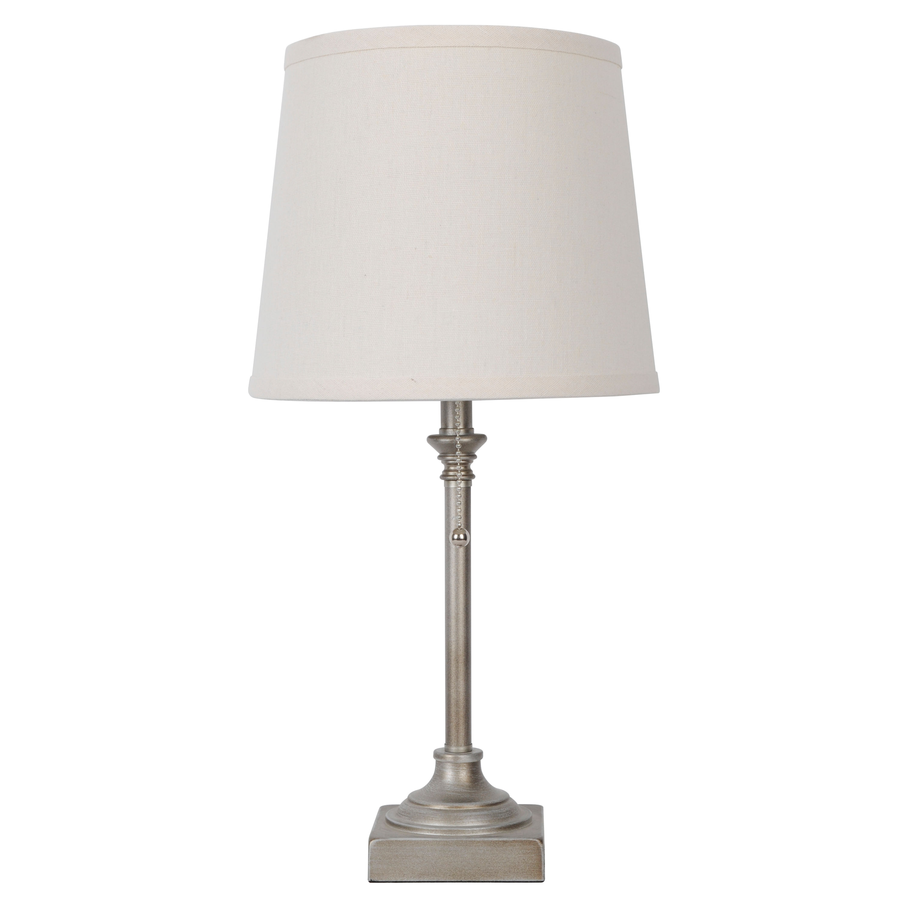 Lámpara de mesa decorativa a pilas cuadrada metal blanco y madera de  12x12x20 cm
