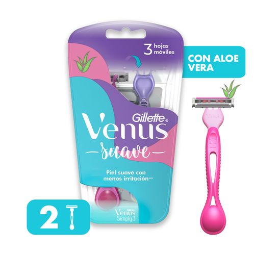 Máquinas Desechables Para Depilar Gillette Venus Suave 3 Unidades + Gillette Venus Spa Máquina Recargable Para Depilar 1 Unidad 1 Kit