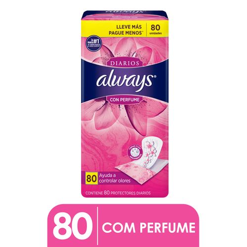 Protectores Diarios Femeninos con Perfume Always, 80 unidades