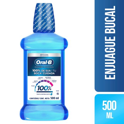 Enjuague Bucal Con Sabor A Menta Refrescante Oral-B 100%  De Tu Boca Cuidada 500 ml