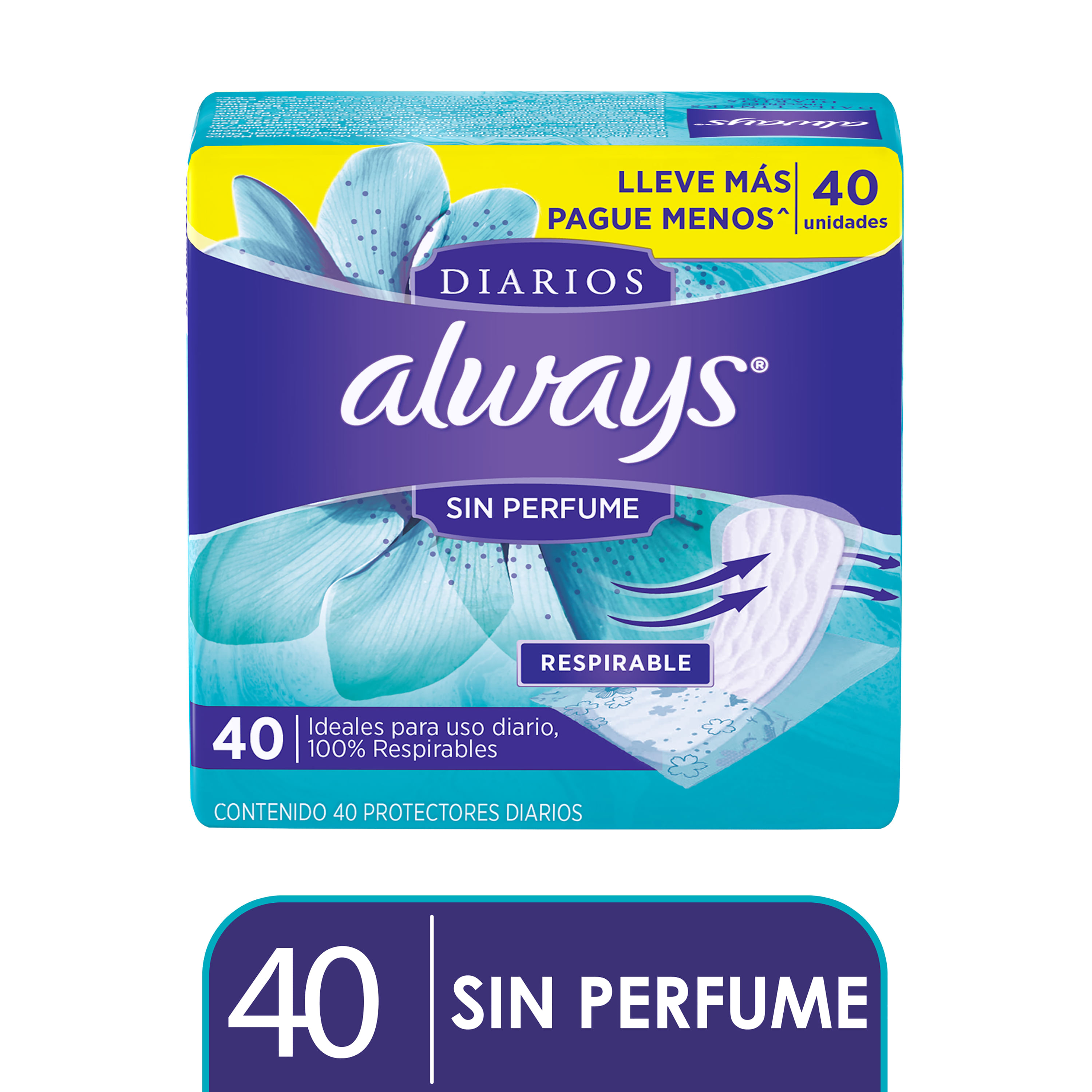Comprar Protectores Diarios Always Sin Perfume 40 Unidades