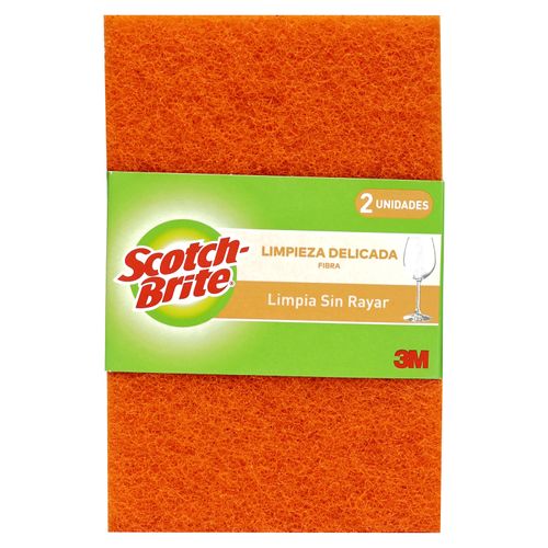 Esponja Scotch-Brite Fibra Naranja Cero Rayas - 2 Unidades