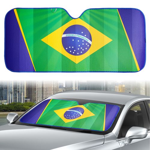 Parasol de acordeon Auto Drive con Bandera de Brasil. Modelo:WCA22A-1