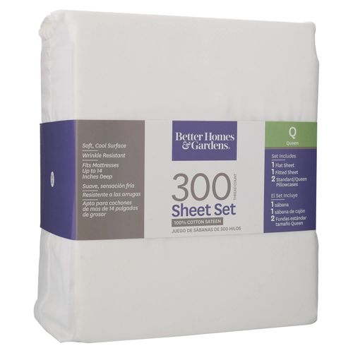 Sábana Better Homes & Gardens Tamaño Indiviudal 300 Hilos Color Blanco