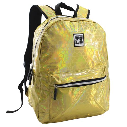 Mochila Juvenil Yolo Con Compartimiento Principal Y Bolsillo Pequeño Al Frente Color Dorado