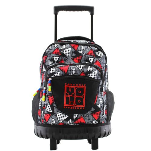 Mochila Yolo Con Ruedas Con Compartimiento Interno Para Laptop Y Malla En Laterales Para Botella Estampado