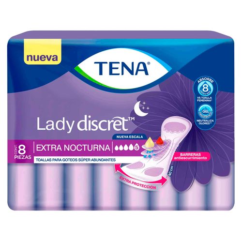 Toallas Para Incontinencia Tena ® Lady Discret Extra Nocturna -  8 Unidades