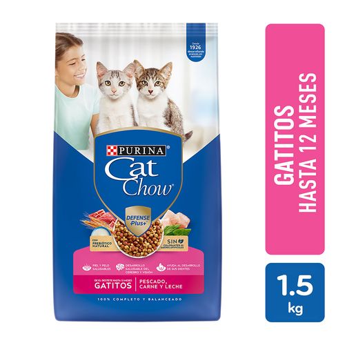 Alimento Gatito marca Purina Cat Chow Pescado, Carne y Leche -1.5kg