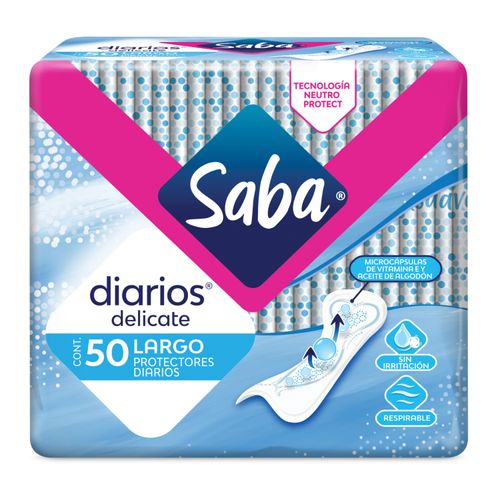 Protectores Saba Diarios Delicate Largos - 50 Unidades