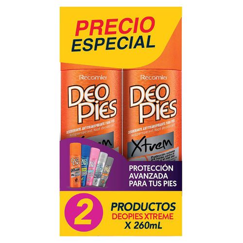 2 Pack Desodorante Para Pies Deopies Xtrem 360ml