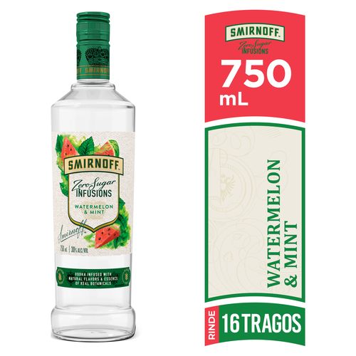 Vodka Smirnoff Infusions Watermelon Mint Zero Sugar -  750ml
