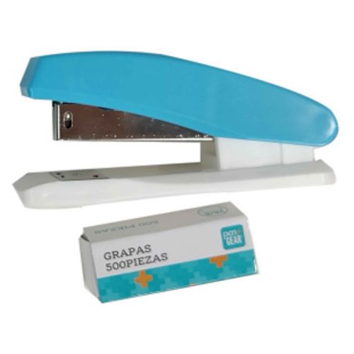 Set Pen + Gear de grapadora celeste más 500 grapas