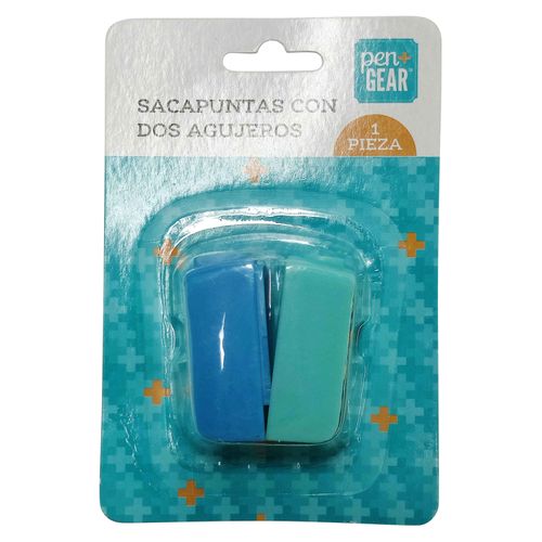 Sacapuntas Pen + Gear con dos agujeros color azul