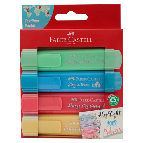 Resaltador  Faber Castel marcatextos colores pastel - 4 Pzas