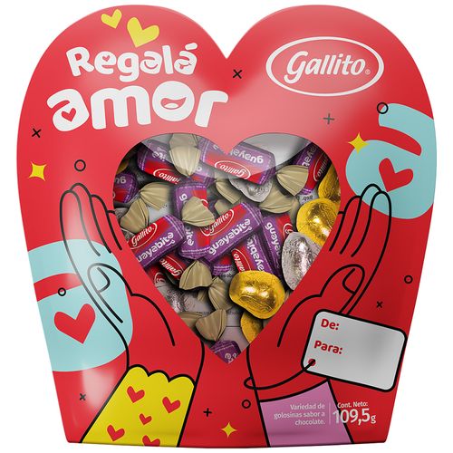 Bolsa De Chocolate Gallito En Forma De Corazón Surtido - 109.5gr