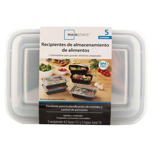Recipientes Mainstays, rectangular -5 uds/1L