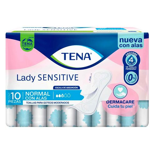 Toallas Tena Lady sensituve con alas - 10 Uds