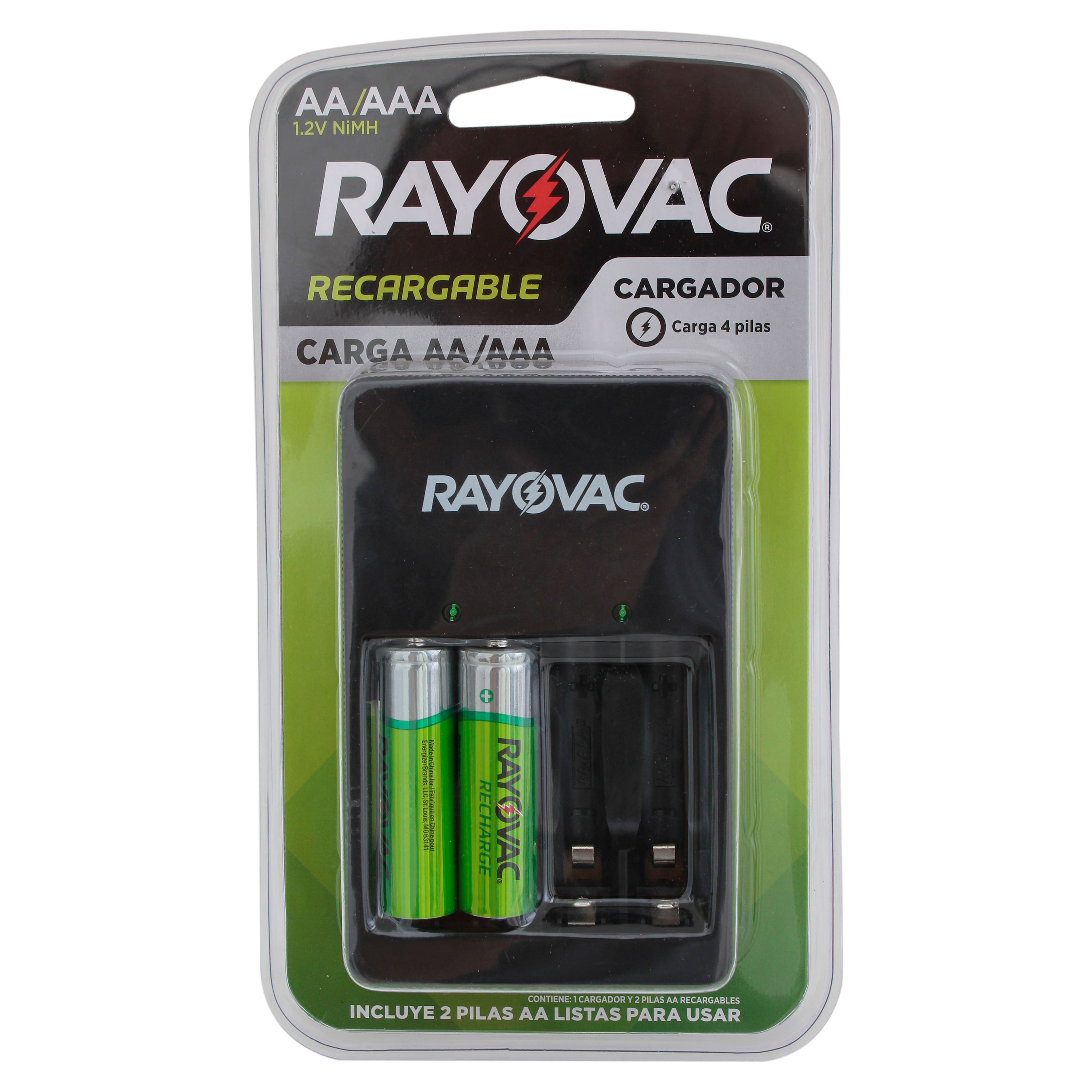 Cargador Pilas Rayovac Con Baterías Recargables 2 Aa + 2 Aaa