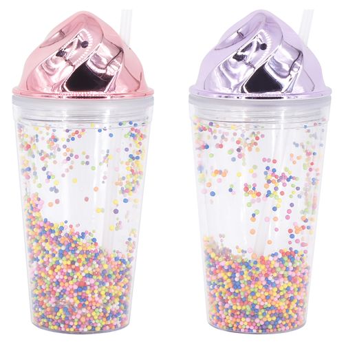 Vaso De Plástico  Myshop De Doble Pared Con Bolitas De colores - 470ml