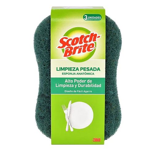 Esponja Scotch Brite Doble Uso Anatomica - 3Uds