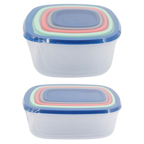 Recipientes Mainstays cuadrados para alimentos, set de 5 recipientes.