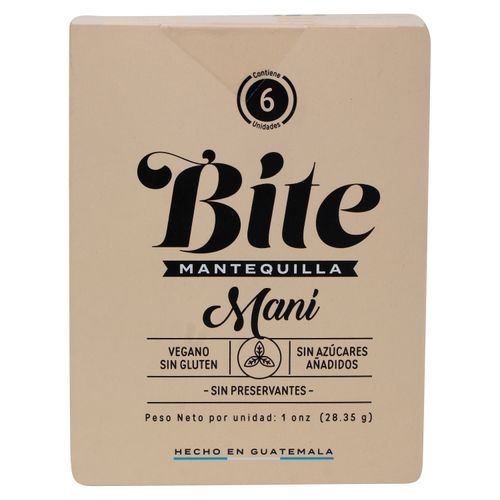 Sachet De Mantequilla De Maní Bite, Caja De 6 - 168gr