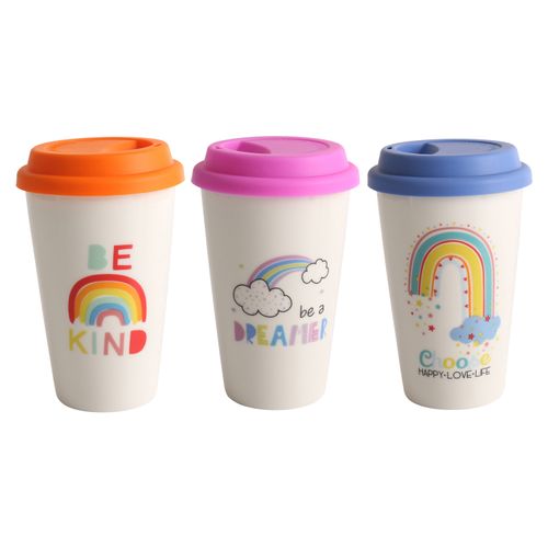 Vaso Mainstays De Porcelana Con Tapa De Silicon 420ml