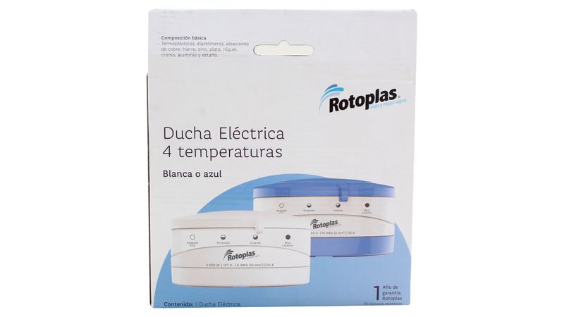 ducha eléctrica, 4 temperaturas, azul