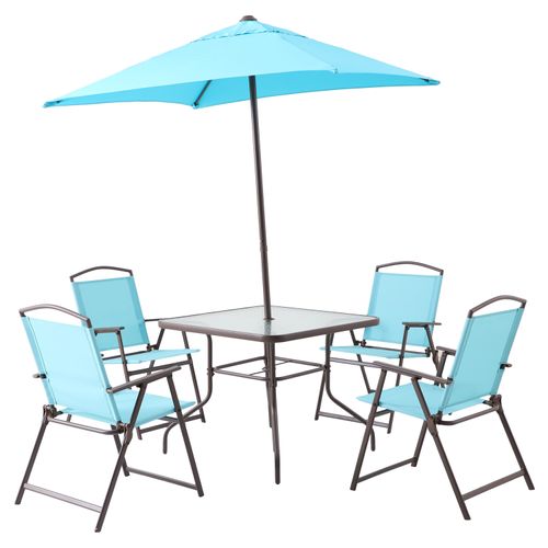 Silla Con Cabestrillo 2 * 1, Mesa Con Vidrio Ondulado, Sombrilla Con Tejido De Poliéster De 140G Y 4 Varillas  Mod Fds50285Pstb-21