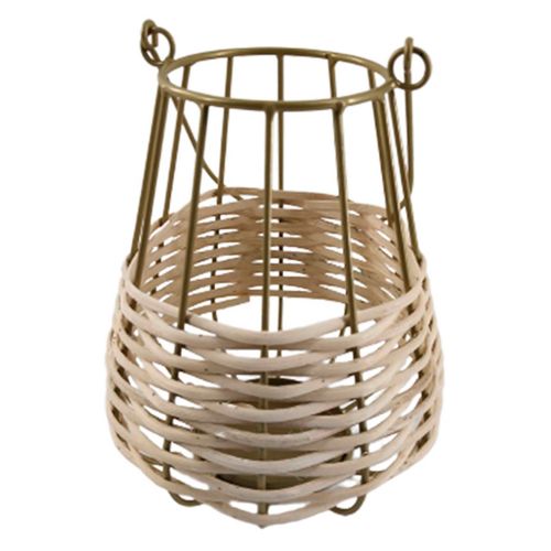 Porta Candela Mainstays Mimbre Color Beige Y Negro 16cm