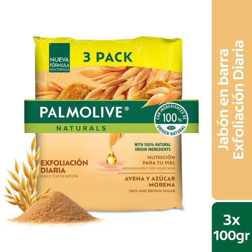 3 Pack Jabón Palmolive Naturals Avena y Azúcar Morena - 100gr