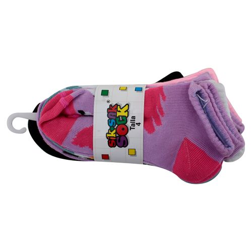 Calceta Sik sak sock, diseños niña -6 pzas/Talla 4