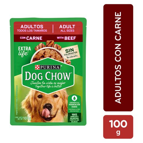 Alimento Húmedo Perro Adultos marca Purina Dog Chow Todos Los Tamaños Carne -100g