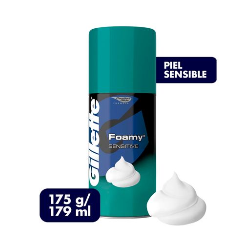 Espuma de Rasurar marca Gillette Foamy Sensitive para Piel Sensible -179 ml
