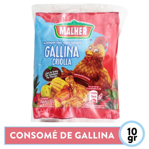 MALHER Consomé de Gallina Criolla 4 Sobres de 10g