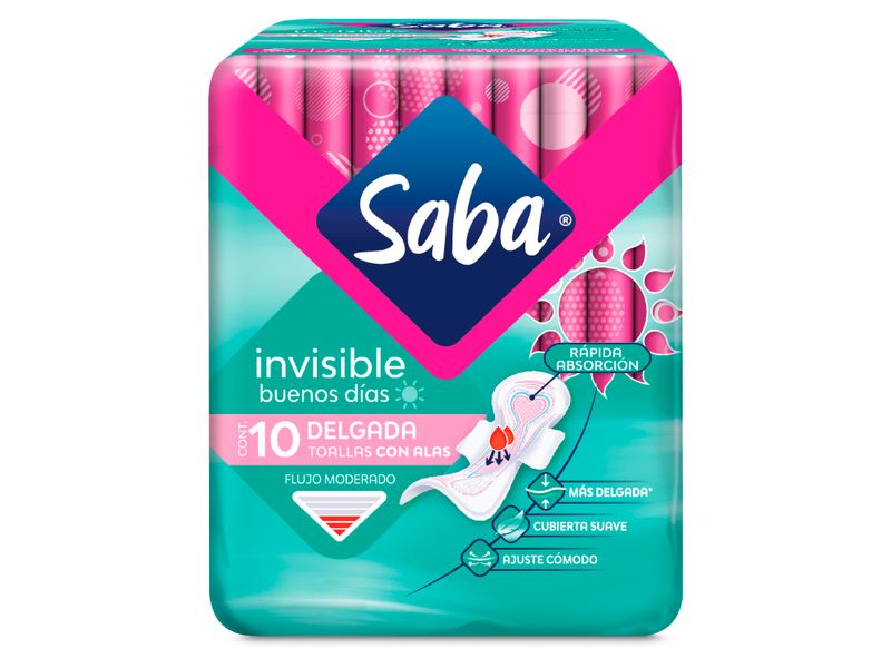 Toallas-Femeninas-Marca-Saba-Invisible-Delgada-Flujo-Moderado-Con-Alas-10Uds-1-35636