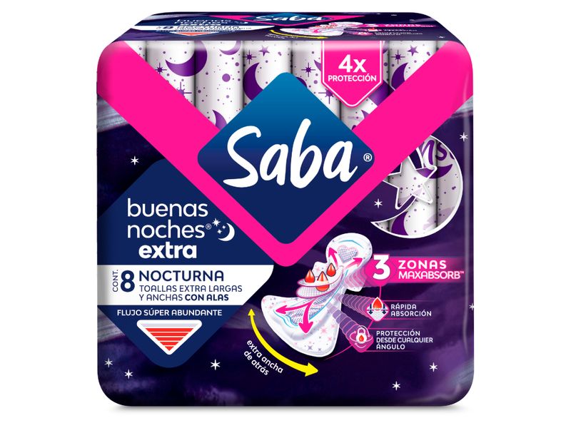 Toallas-Femeninas-Marca-Saba-Nocturna-Flujo-S-per-Abundante-Extra-Largas-Y-Anchas-Con-Alas-8Uds-1-35660