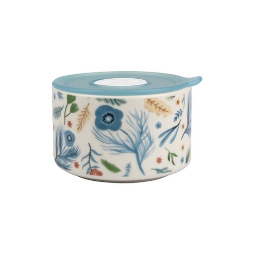 Tazón Home Trends De Porcelana Con Tapa, Diseño Floral