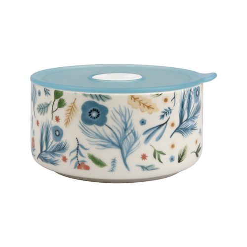 Tazón Home Trends De Porcelana Con Tapa, Diseño Floral 5 Piezas