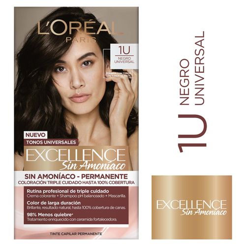 Tintura Permanente L´Oreal Excellence Sin Amoníaco Tono Negro Universal - 1Uds