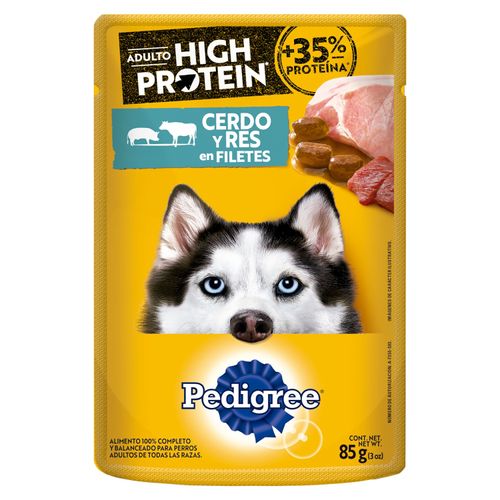 Alimento Húmedo Para Perro Adulto Pedigree High Protein Sabor Cerdo Y Res - 85g