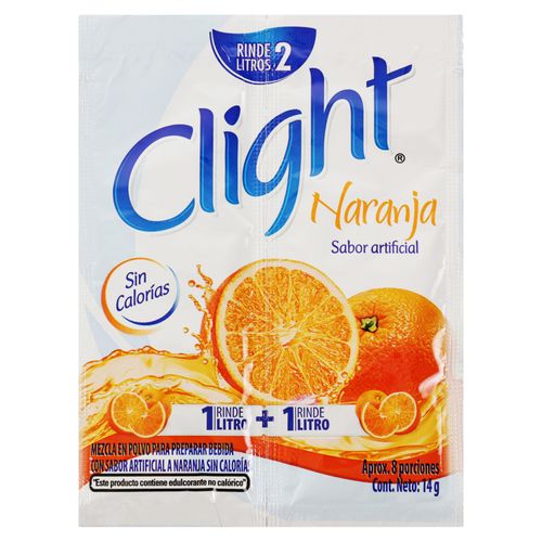 Bebida En Polvo Clight  Sin Calorías Sabor Naranja Sobre - 14g