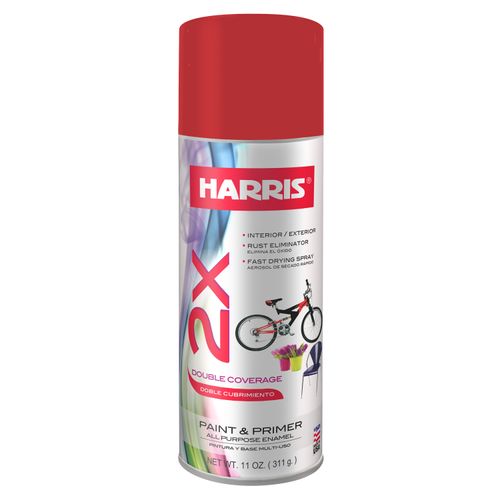 Pintura para Madera y Metal Harris Multipropositos 2x en Spray para interior y exterior Color Rojo de Secado Rápido - 11 onzas