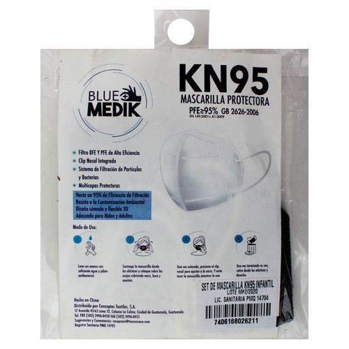 2 Pack Mascarilla Desechable Kn95 Niño