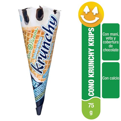 Helado Marca Dos Pinos Krunchy Krips Vainilla, Con Maní, Veta Y Cobertura De Chocolate - 75g