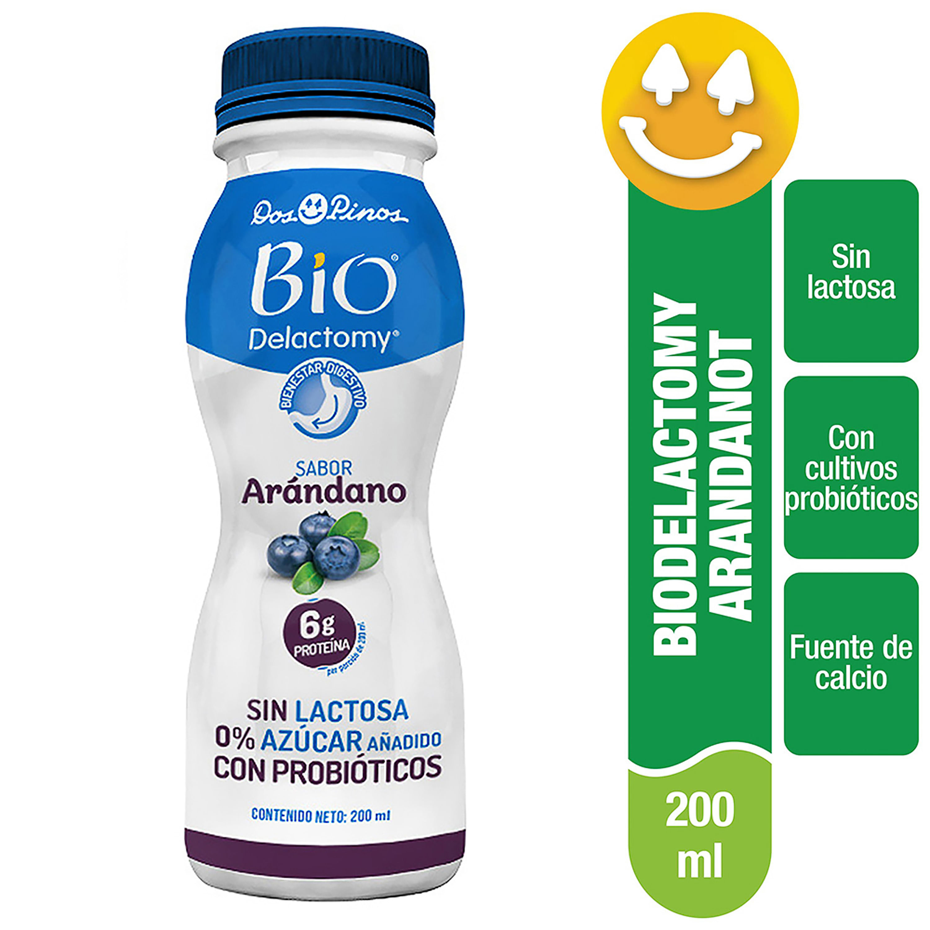 Comprar Yogurt Líquido Dos Pinos Bio Delactomy Sabor Arándano, Sin Lactosa,  0% Azúcar Añadido, Con Probióticos - 200ml