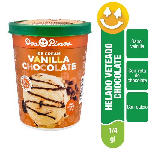 Helado Dos Pinos Sabor Vainilla Chocolate, Con Veta De Chocolate -  499g