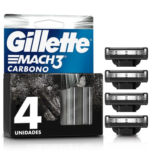 Repuesto para Rasuradora Gillette Mach3 Carbono con 3 Hojas, 4 Uds