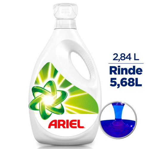 Detergente Líquido Concentrado Ariel, Doble Poder Para Lavar Ropa Blanca Y De Color - 2.84 L