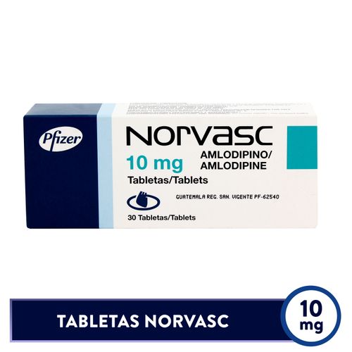 Tabletas Norvasc 10 mg 30 Unidades